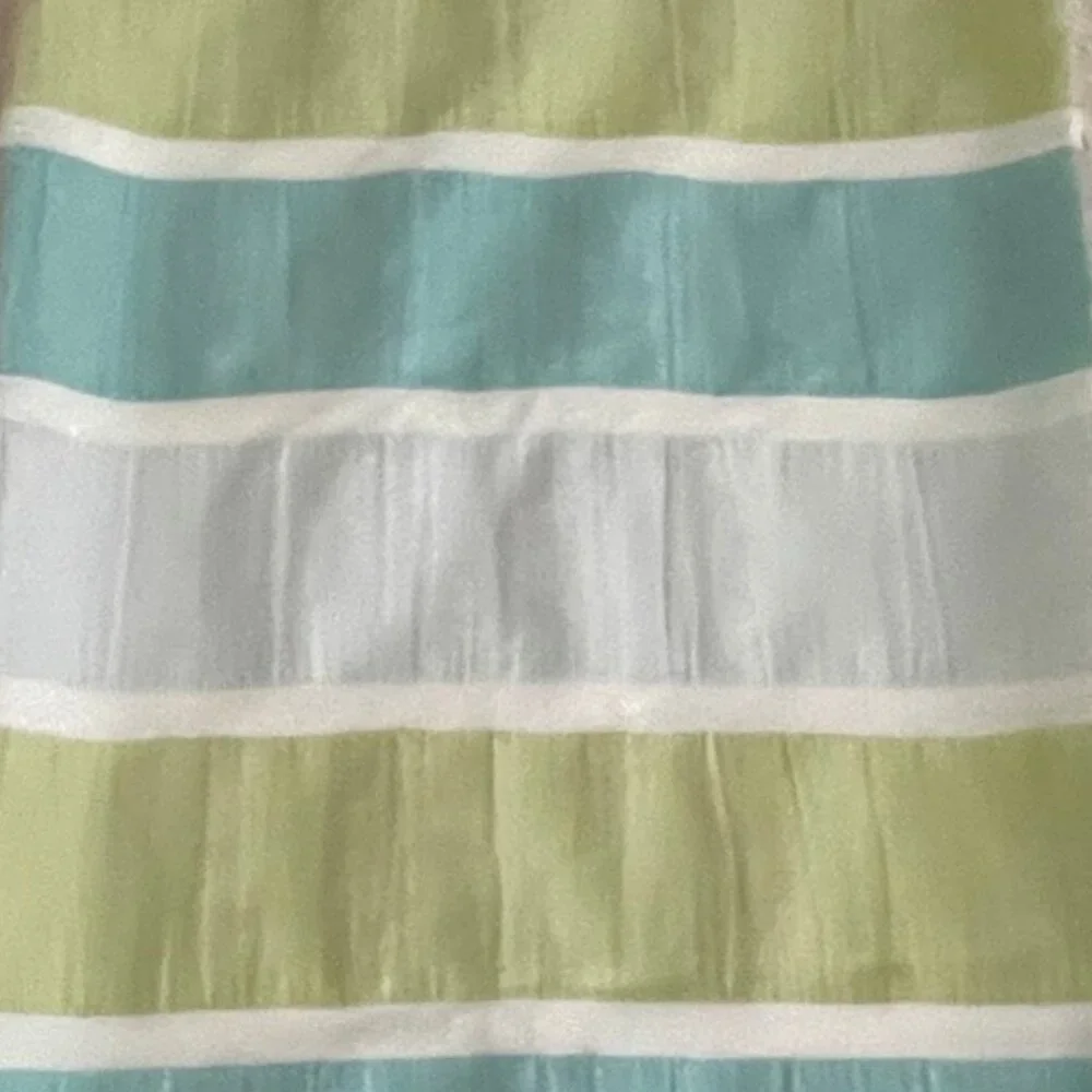 THRESHOLD Seersucker Blue and Green Striped Shower Curtain  EUC